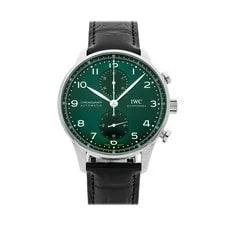 IWC — IWC Portugieser Chronograph Steel Auto 41mm Green Dial Strap IW3716-15 — Watch — resale
