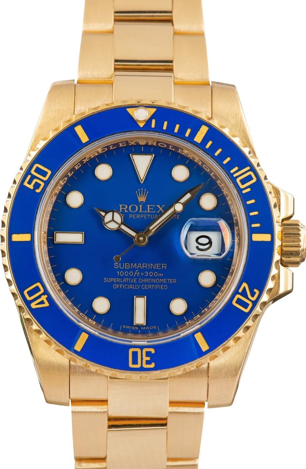 Rolex — Rolex Submariner 18k Yellow Gold 116618LB Blue Dial — Watch — resale