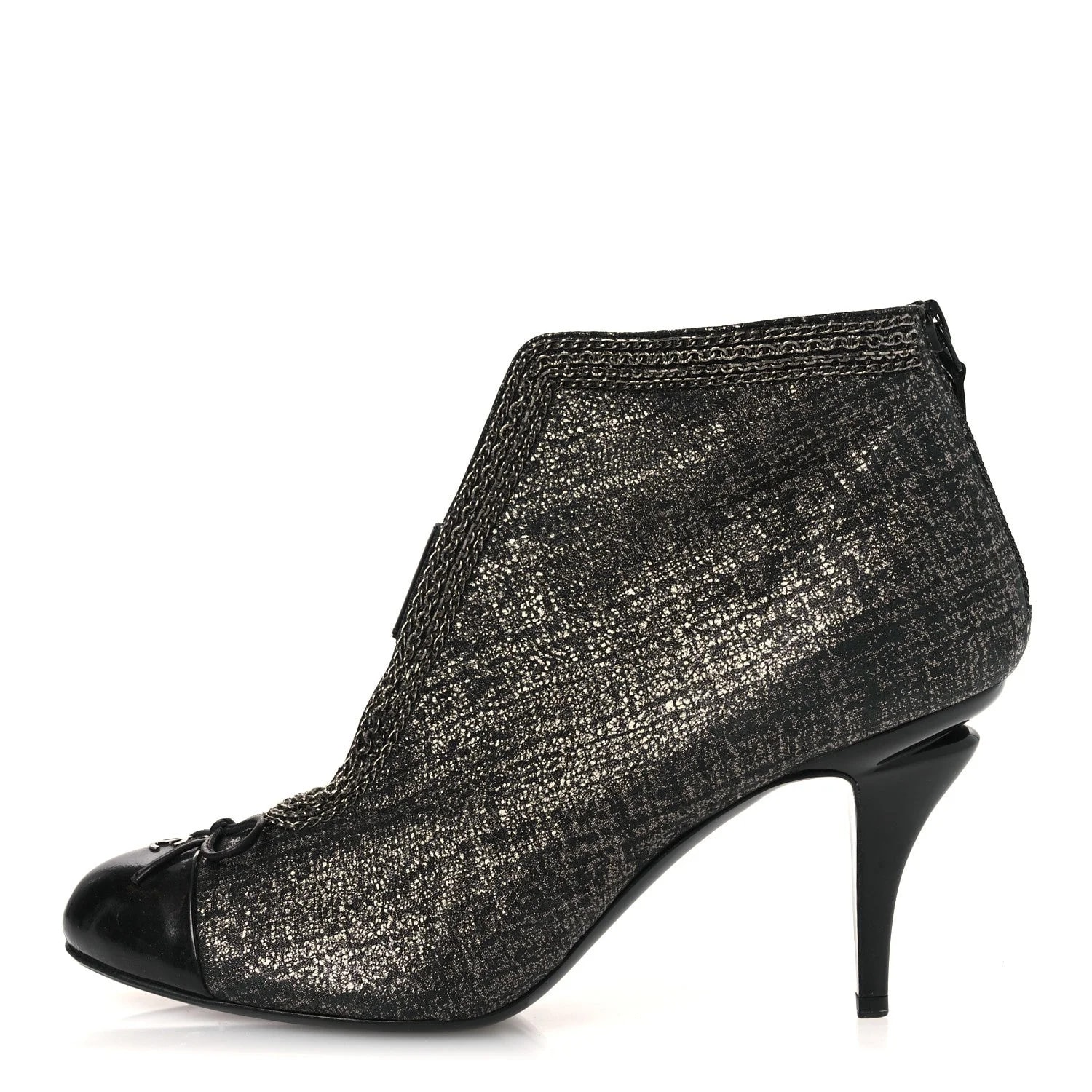 Chanel — Metallic Cap Toe CC Chain Ankle Booties 40 — Designer Shoe — resale