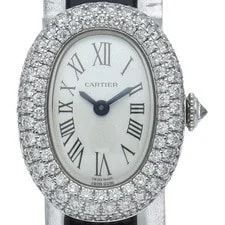 Cartier — Cartier Baignoire Mini With Diamond Bezel WJBA0036 K18WG / Leather Wom... — Watch — resale