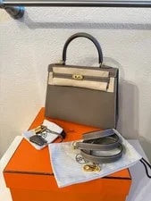 Hermès — Hermès Kelly 25 Sellier Etoupe Authentic Full Set — Handbag — resale