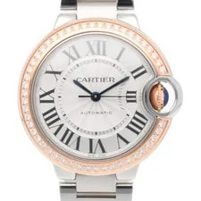 Cartier — Cartier Baron Blue Watches 3753 Stainless Steel K18 Pink Gold Diamond Bezel — Watch — resale
