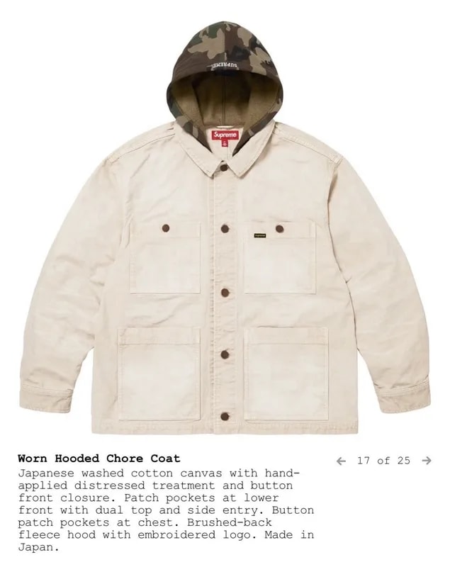 Supreme — Supreme Worn Chore Jacket — Handbag — resale