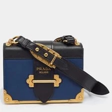 Prada — Prada Cahier BlueBlack City Calf and — Handbag — resale