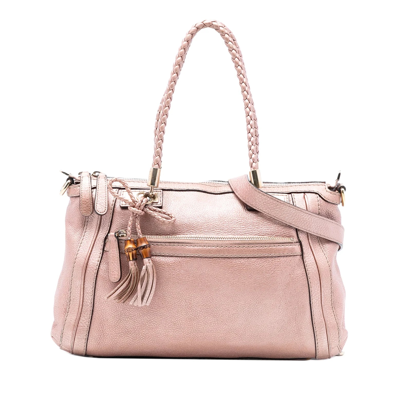 Gucci — Metallic Pebbled Bella Satchel — Handbag — resale