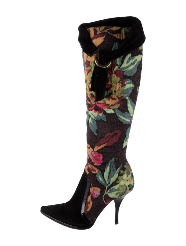 Casadei — Floral Print Boots — Designer Shoe — resale