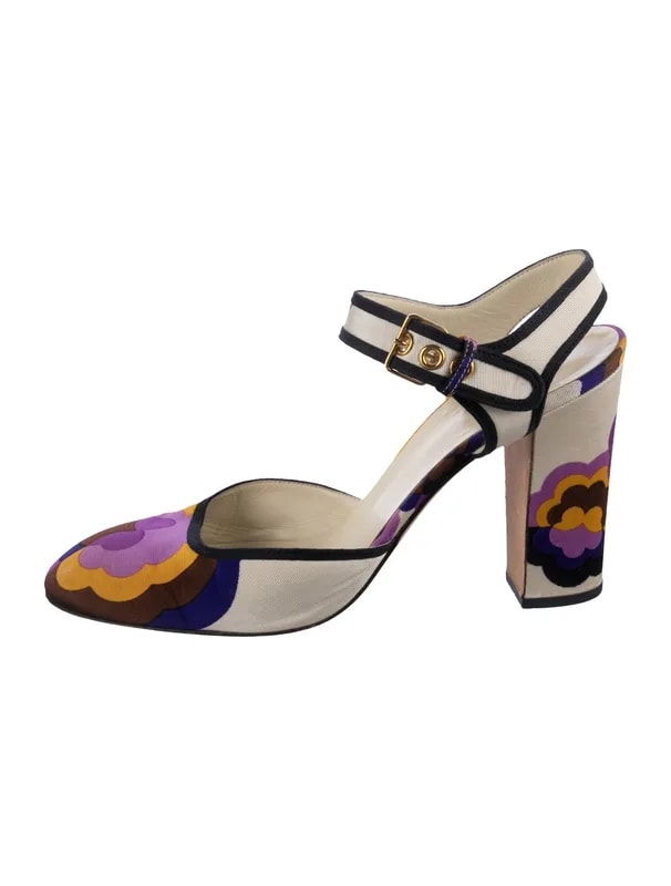 Miu Miu — Floral Print D'Orsay — Designer Shoe — resale