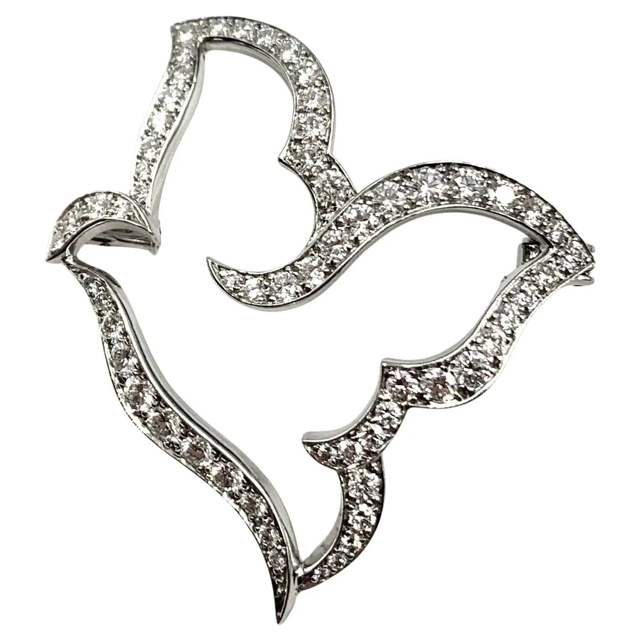 Van Cleef & Arpels — Van Cleef & Arpels 2 TCW 18K White Gold Dove Brooch, France — Jewelry — resale