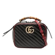 Gucci — Authenticated Gucci Small GG Marmont Matelasse Diagonal Torchon Bamboo — Handbag — resale