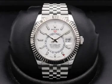 Rolex — Rolex Sky-Dweller "2021" - 326934 - White - Stainless Steel - White Gold Fluted Bezel - 42mm — Watch — resale