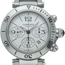 Cartier — Cartier Pasha Seatimer Chronograph W31089M7 Stainless Steel mensWatch ... — Watch — resale