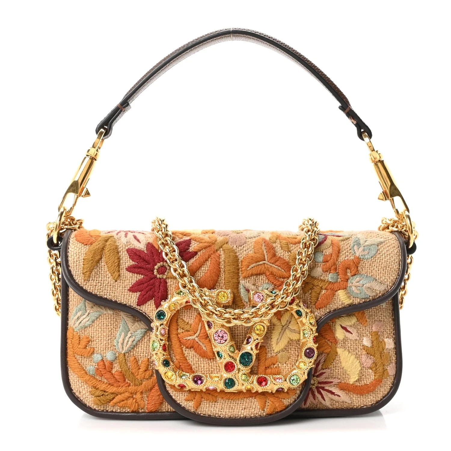 Valentino Garavani — Fabric Embroidered Vlogo Small Loco — Handbag — resale