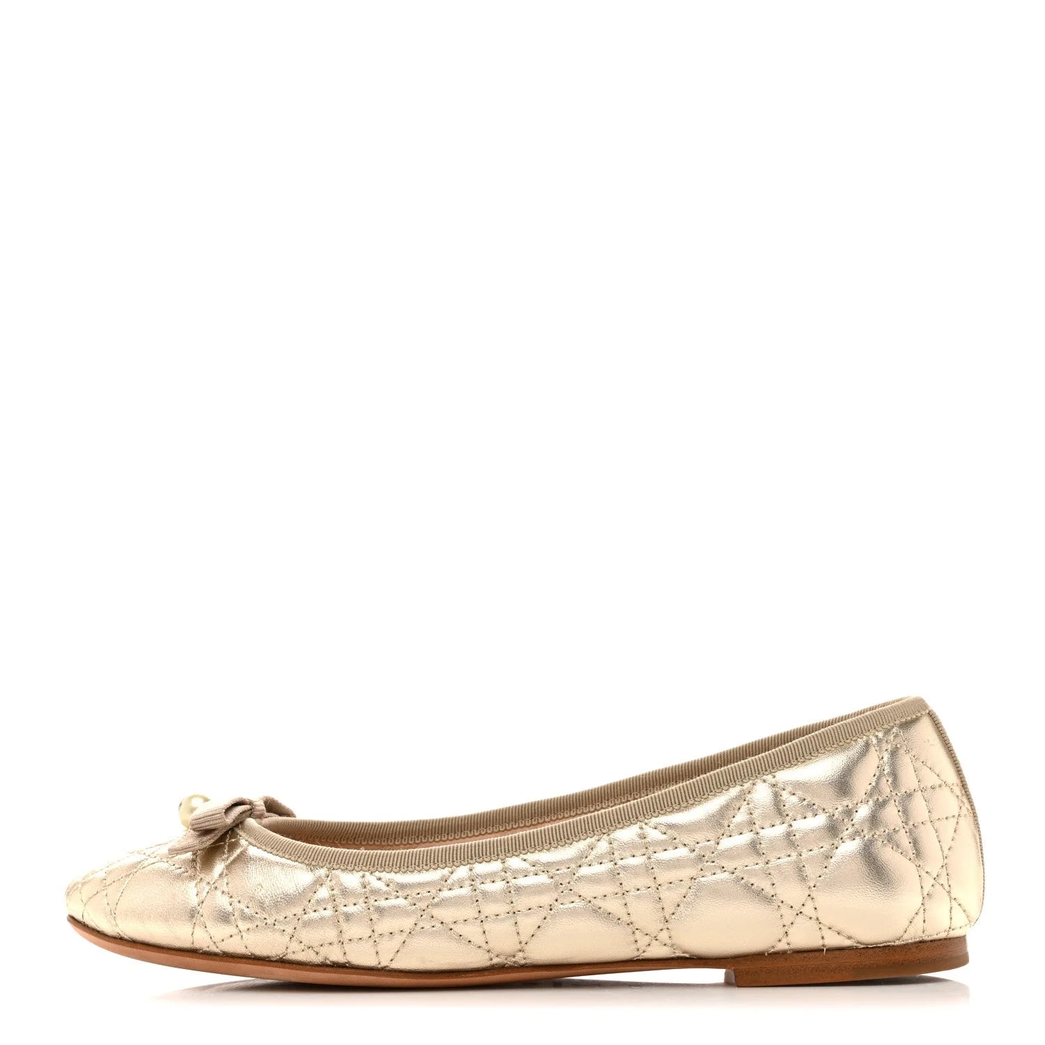 Dior — Metallic Bow Ballet 38 Pale — Designer Shoe — resale