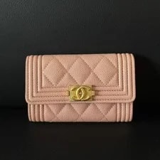 Chanel — Chanel Boy Flap Wallet Quilted Synthetic CC Turnlock Auth — Handbag — resale