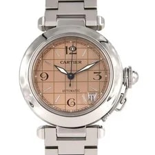 Cartier — Cartier Pasha C W31024M7 Automatic Stainless Steel Salmon Pink Grid 35mm A0629 — Watch — resale