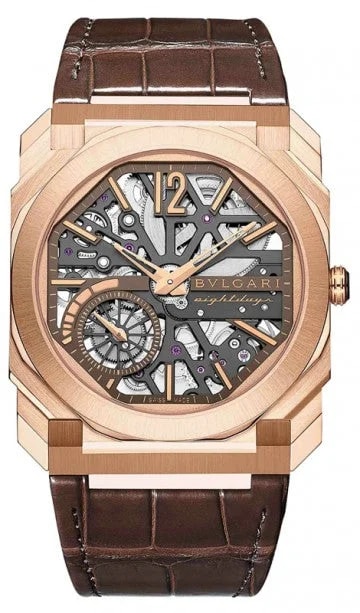 Worldofluxuryus — Bvlgari Octo Finissimo Skeleton 8 Days 18K Rose Gold — Watch — resale