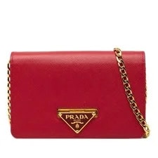 Prada — Prada Triangle Logo Plate Chain Wallet Crossbody Leath — Handbag — resale
