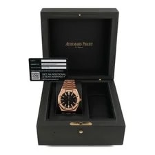 Audemars Piguet — Audemars Piguet Royal Oak Selfwinding 18K Rose Gold Black Dial 2023 — Watch — resale