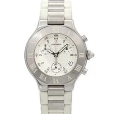 Cartier — Cartier Must 21 Chronoscaph W10184U2 Date Quartz White Dial 90315136 — Watch — resale