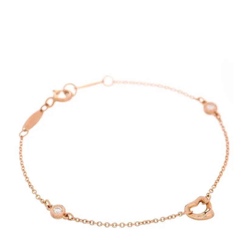 Tiffany & Co. — 18K Rose Gold Elsa Peretti Diamonds By the Yard Open Heart — Jewelry — resale