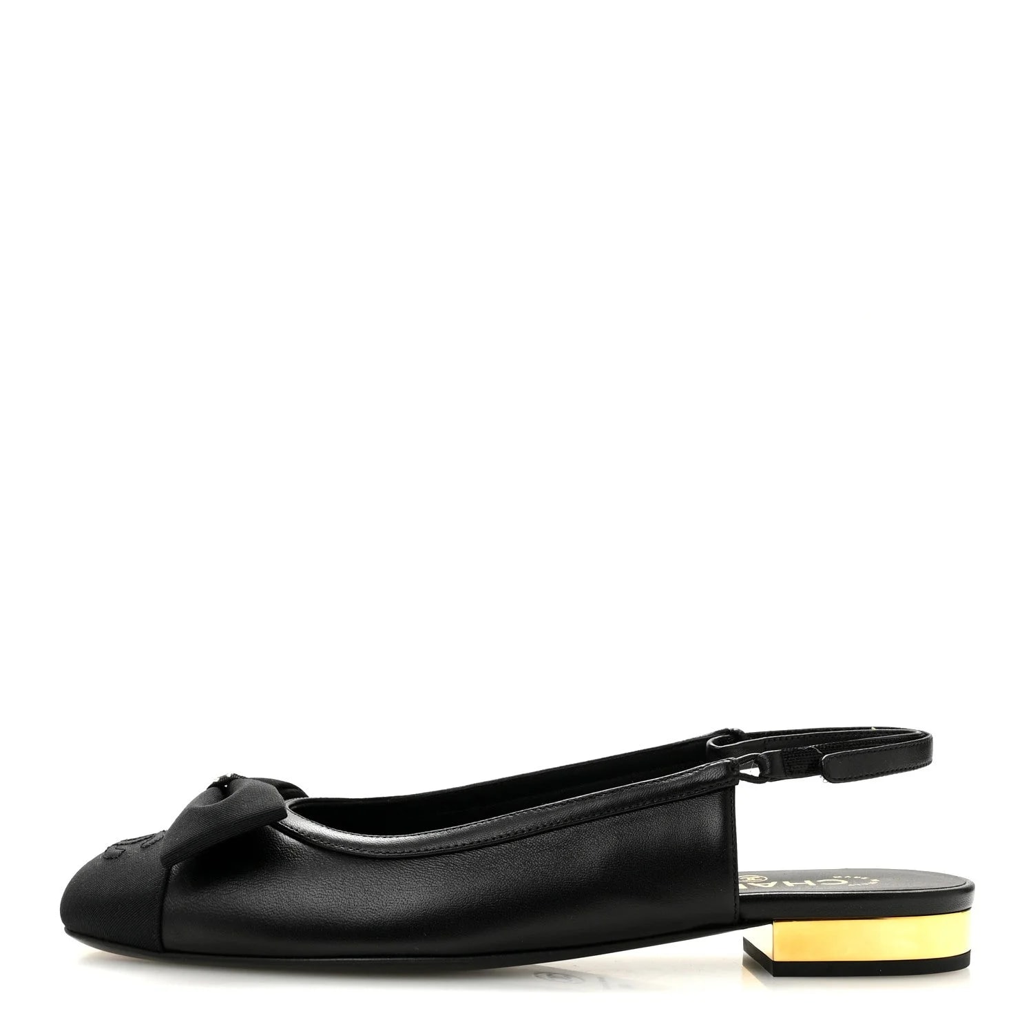 Chanel — Grosgrain Bow Cap Toe CC Slingback 40 — Designer Shoe — resale