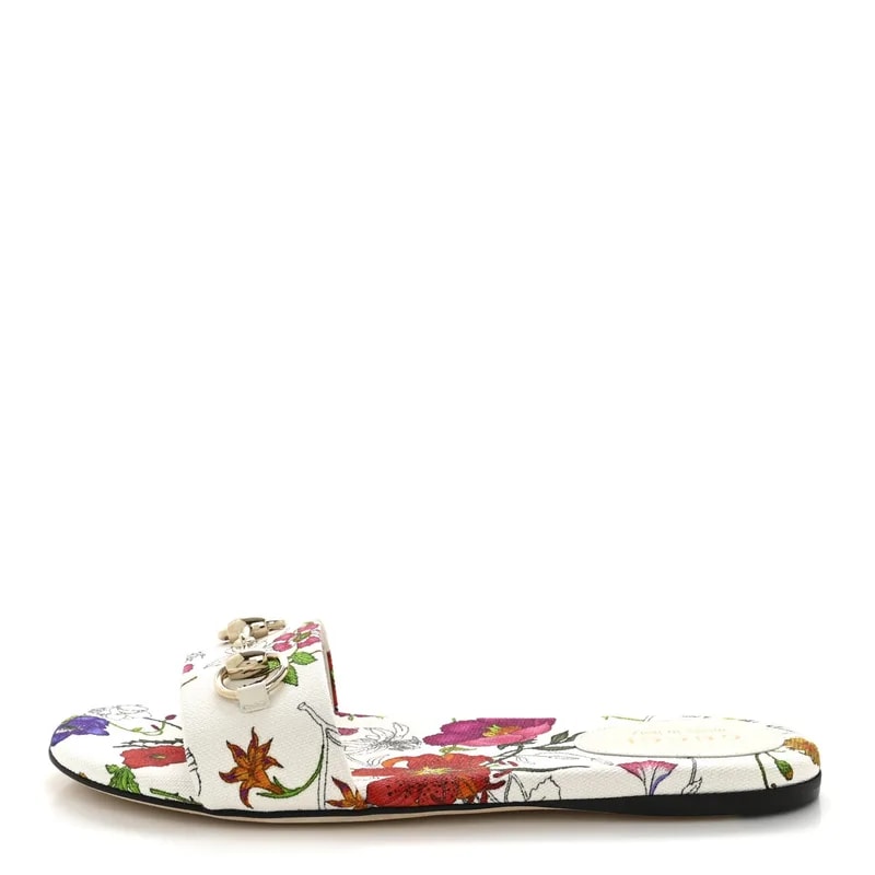 Gucci — Flora Print Horsebit Slide 37 — Designer Shoe — resale