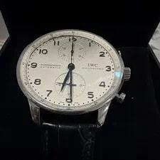 IWC — IWC Portugieser Chronograph Automatic White Dial Black Leather Strap W/ Box — Watch — resale