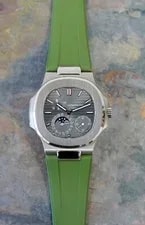 Patek Philippe — Patek Philippe 5712G-001 Nautilus Jumbo 18kt WG Vulcanized Green Rubber Strap — Watch — resale