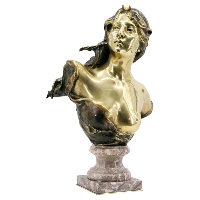 Paul Gasq Large French Art Nouveau Diane Artemis Bronze Bust 1900 — decorative_object — resale