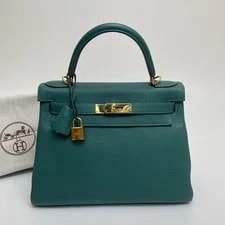 Hermès — Hermès Kelly 28 Malachite (Z6) GHW T Stamp — Handbag — resale
