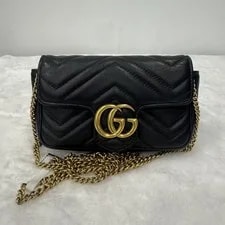 Gucci — Gucci GG Marmont Mini Chain Crossbody Chevron Quilt Auth — Handbag — resale