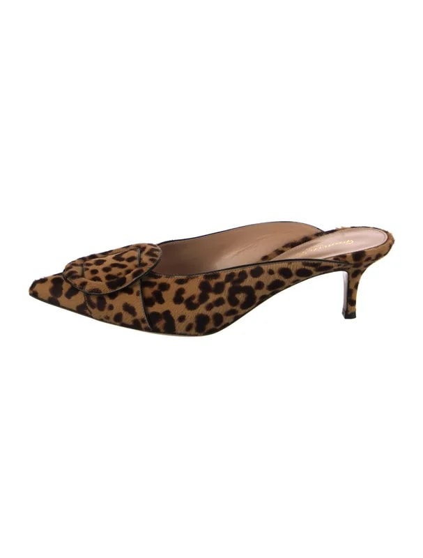 Gianvito Rossi — Ponyhair Animal Print Mules — Designer Shoe — resale