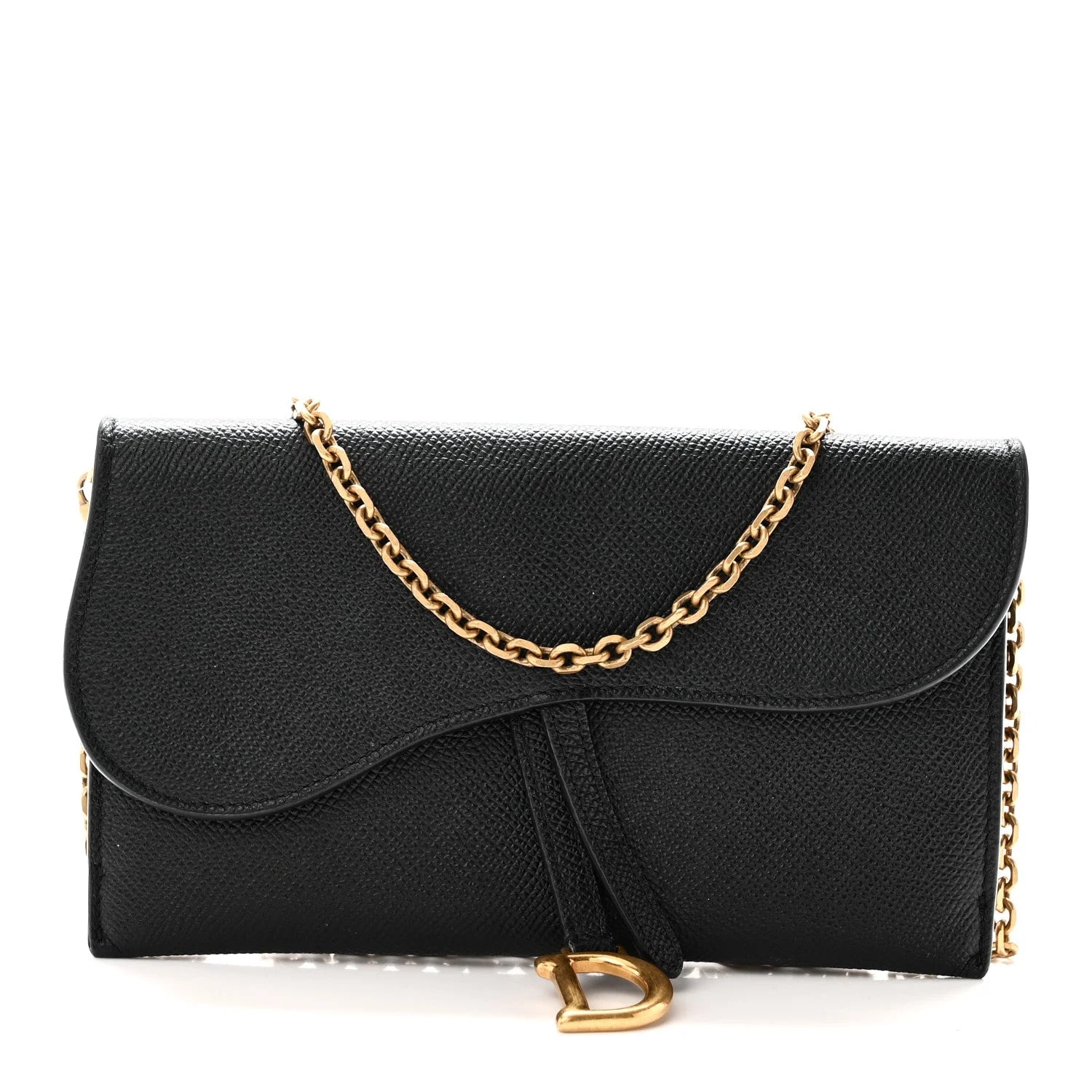 Dior — Grained Saddle Chain Wallet — Handbag — resale