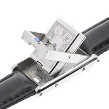 Cartier — Cartier Tank Basculante W1011158 22mm SS Leather Beige Dial Quartz #C212 — Watch — resale