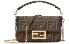 Fendi — Fendi Baguette Buckle Logo Pattern Magnetic Flap Closure Fabric — Handbag — resale