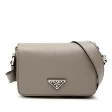 Prada — Prada Triangle Logo Plate Crossbody 2Vd065 Greige — Handbag — resale