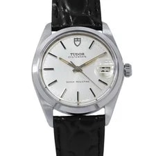 Tudor — Tudor Date 7992 Stainless Steel / Leather 34mm Silver Dial #TZW487 — Watch — resale