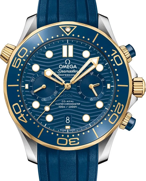 Worldofluxuryus — Omega Seamaster Diver Stainless Steel & 18K Yellow Gold — Watch — resale
