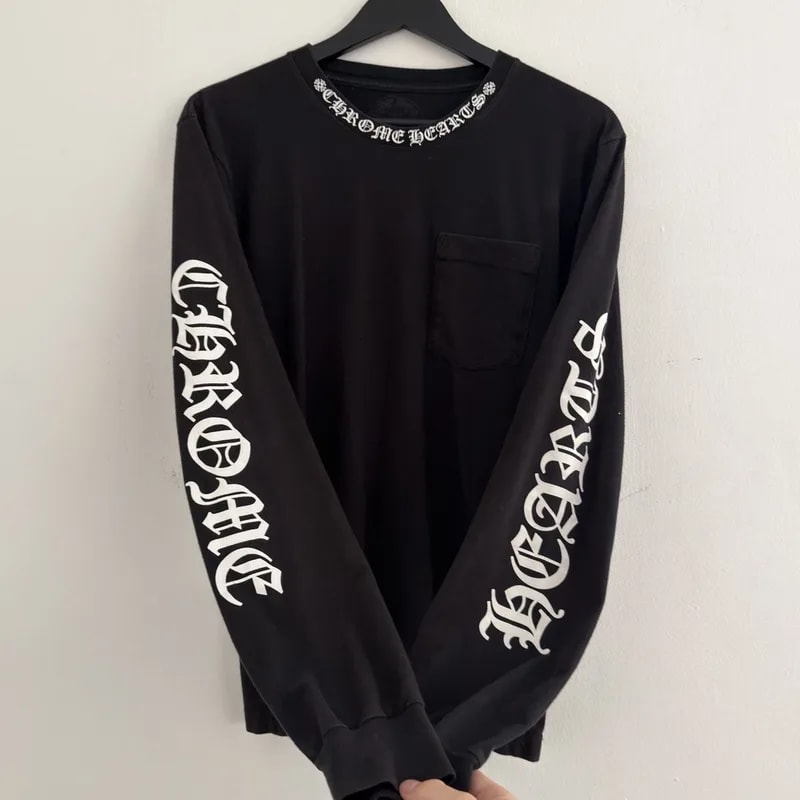 Chrome Hearts — Hearts Neck Logo Long Sleeve T Shirt — streetwear — resale