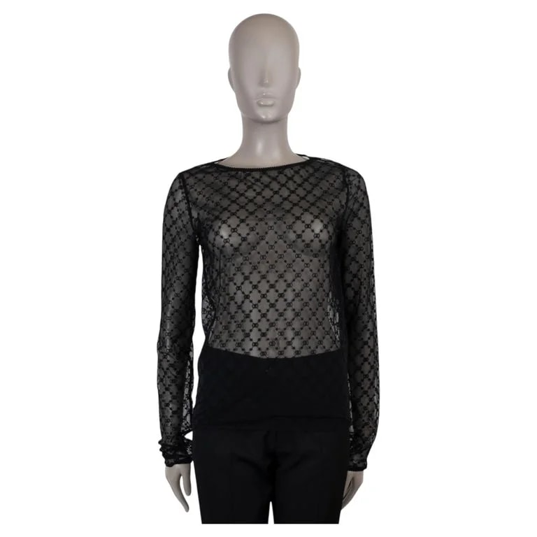 Gucci — Gucci Polyamide GG Star Embroidered Tulle Shirt M — Clothing — resale