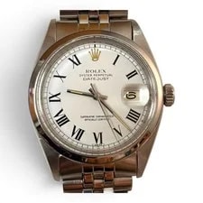 Rolex — Rolex Datejust 36mm Steel White Roman Buckley Dial Jubilee 1600 Circa 1972 — Watch — resale