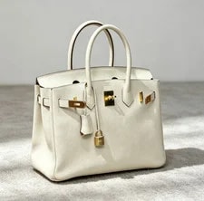 Hermès — Hermès Birkin 30 White Gold HW Flap Top Handle — Handbag — resale