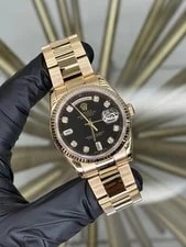Rolex — Rolex Day-Date 36 Black With Baguette Diamonds Dial on Oyster 118238 — Watch — resale