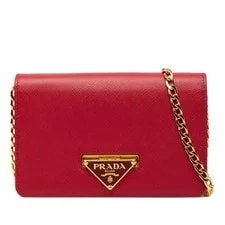 Prada — Prada Triangle Logo Plate Chain Wallet Letter — Handbag — resale
