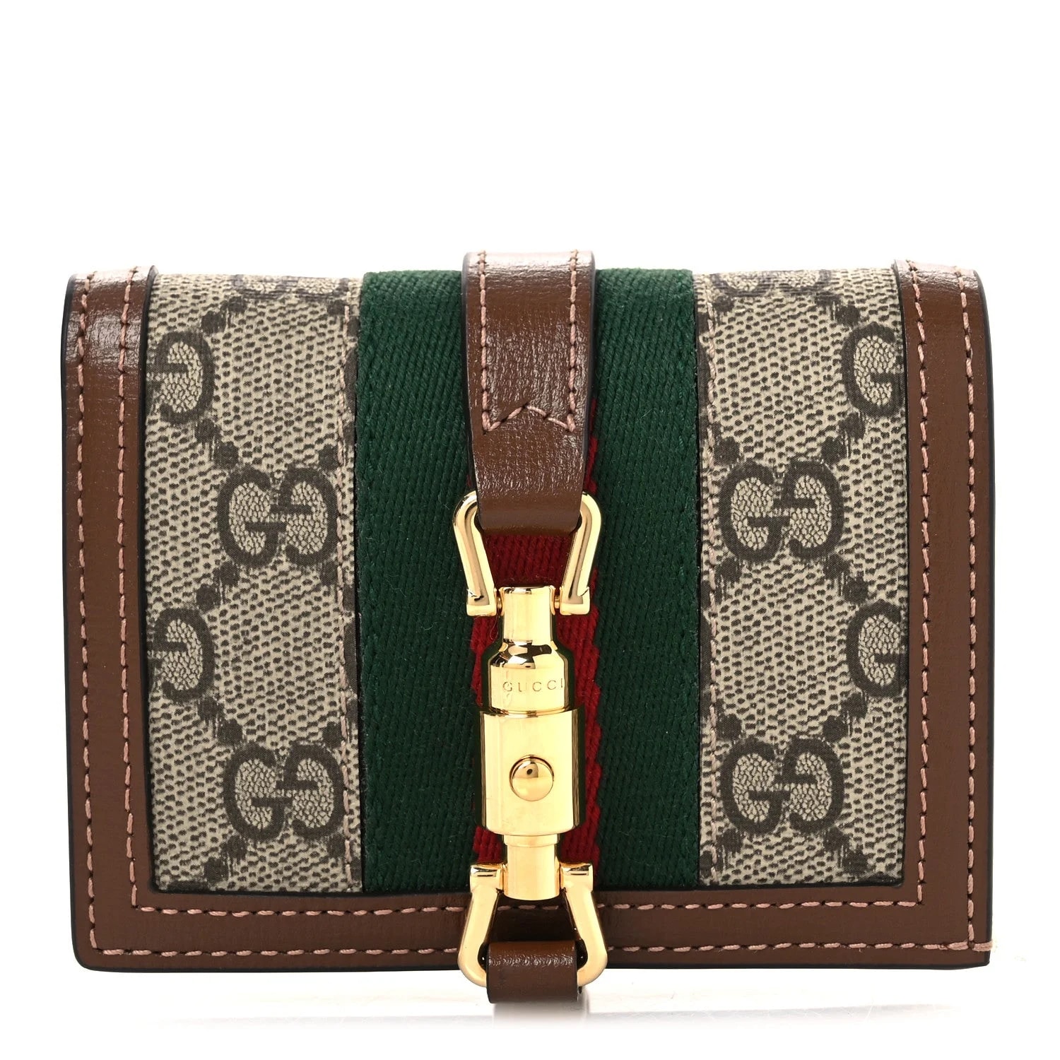 Gucci — Textured Web Jackie 1961 Card Case Sugar — Accessory — resale