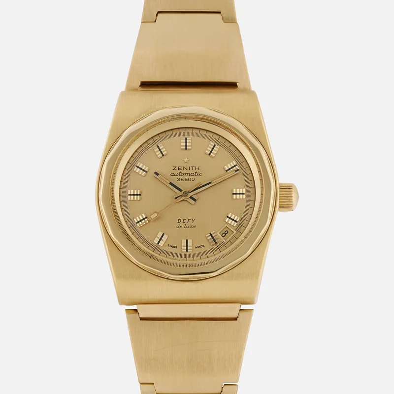 Zenith — 1970s Zenith Defy de Luxe in 18k Yellow Gold on Gay Frères Bracelet — Watch — resale
