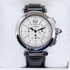 Cartier — Cartier Pasha W3108555 White Dial XL Chronograph Leather Strap 42mm — Watch — resale