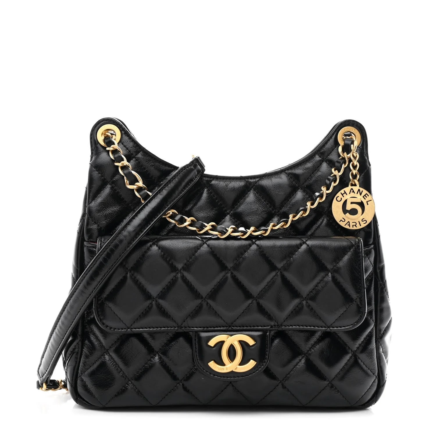 Chanel — Shiny Crumpled Wavy CC Hobo — Handbag — resale