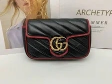 Gucci — Gucci GG Marmont Mini Diagonal Quilt Trim — Handbag — resale