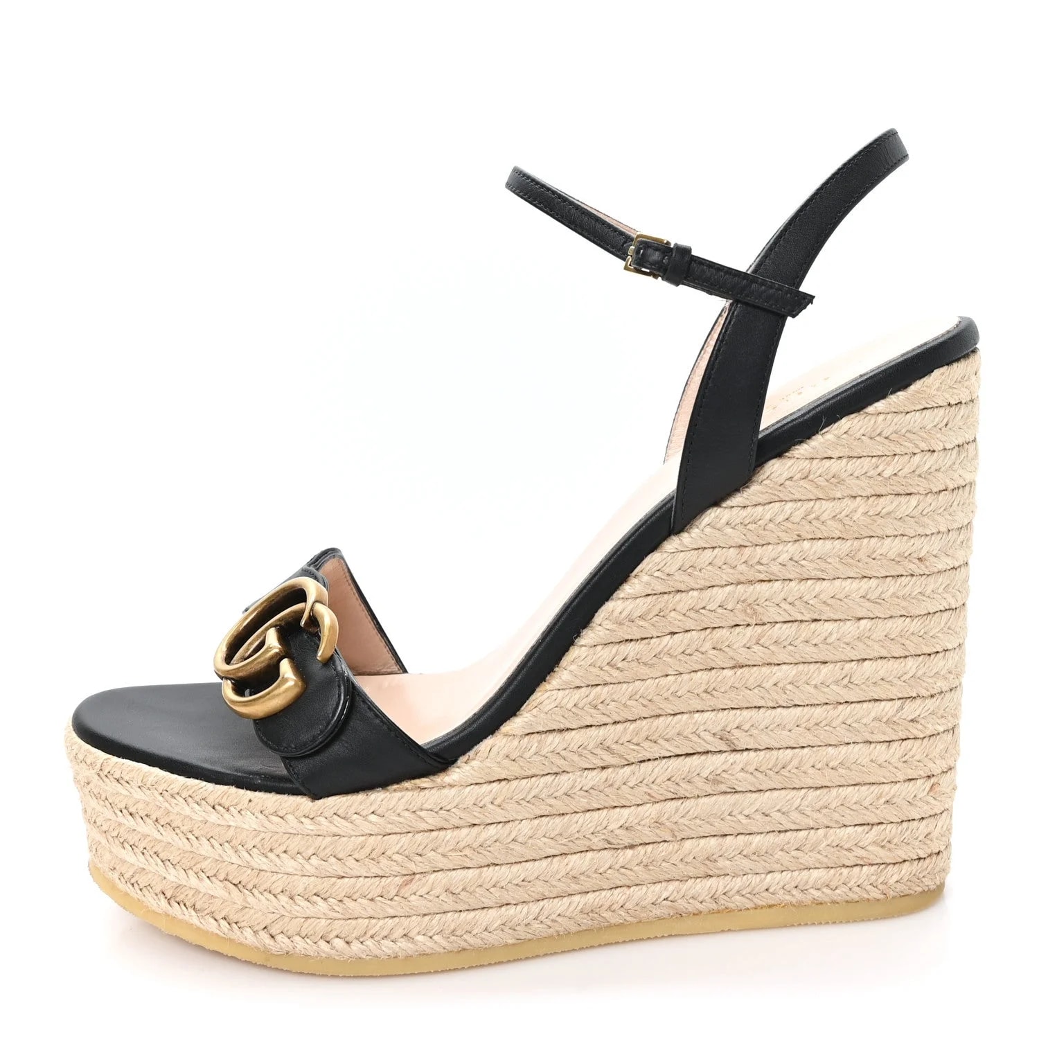 Gucci — Matelasse GG Marmont Slingback Platform 45/130mm Espadrille Wedges 39.5 — Designer Shoe — resale